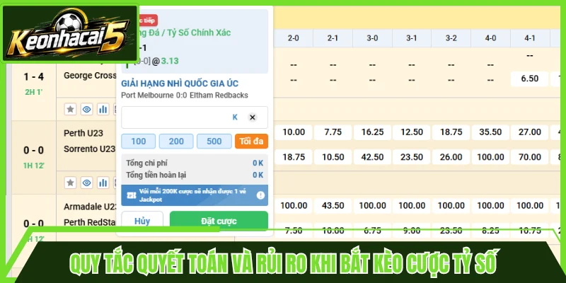 Quy tắc quyết toán và rủi ro khi bắt kèo cược tỷ số